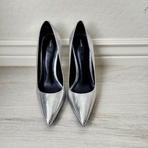 Aldo Metallic silver heels